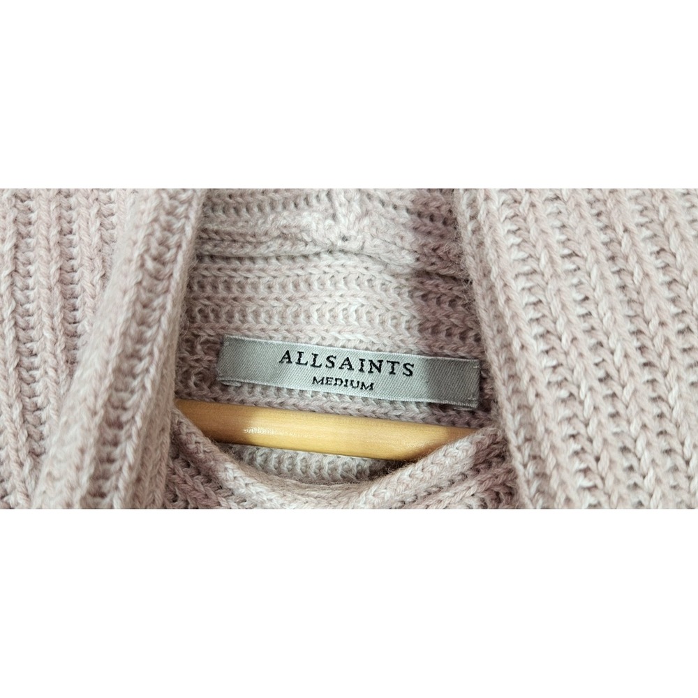 All Saints Mesa Roll Neck Wool Blend Chunky Knit Sweater M Oversized Lagenlook - Picture 3 of 8